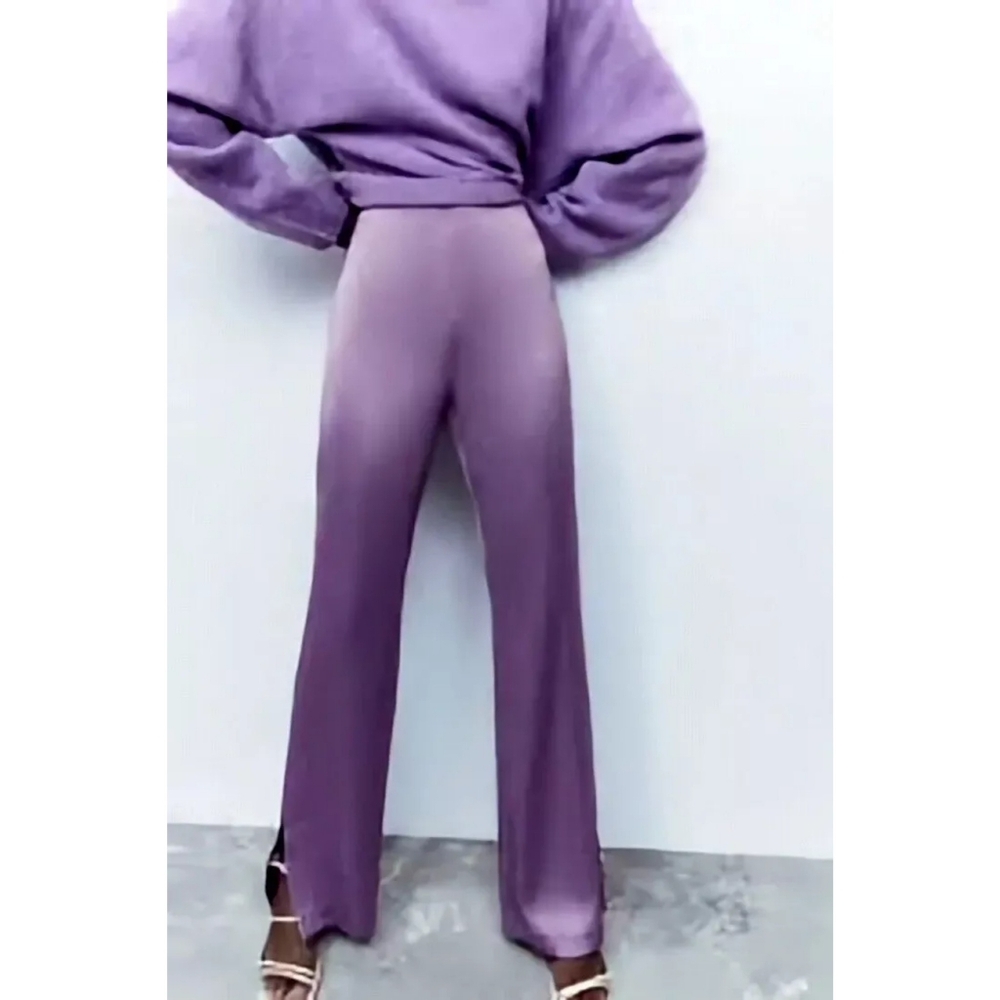 Zara flared satin effect pants
